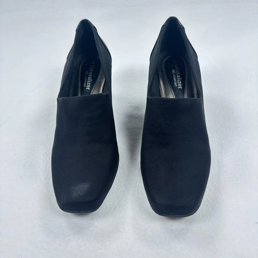 Naturalizer Wedge Shoes Womens 10W Black Square Toe Comfort‎ Office Classic